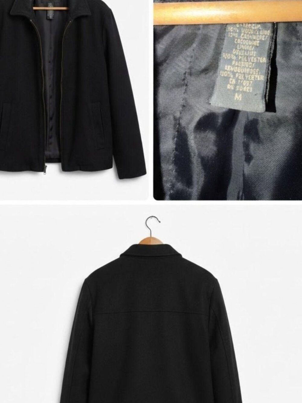 Banana Republic Mens Black Wool Cashmere Blend Zip Jacket Size M